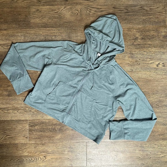 YOGALICIOUS LUX Cropped Zip Hoodie Blue Green XXL - Picture 1 of 6